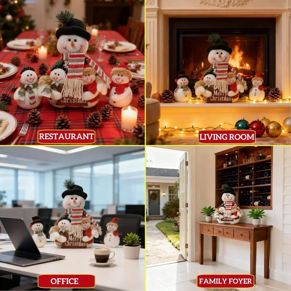 12 Inch Plush Christmas Stuffed Snow Man Ornaments Winter Decorations For Table